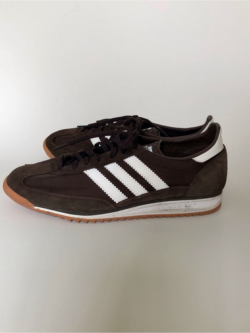 ADIDAS unisex Dark Brown Sneakers with White Stripes